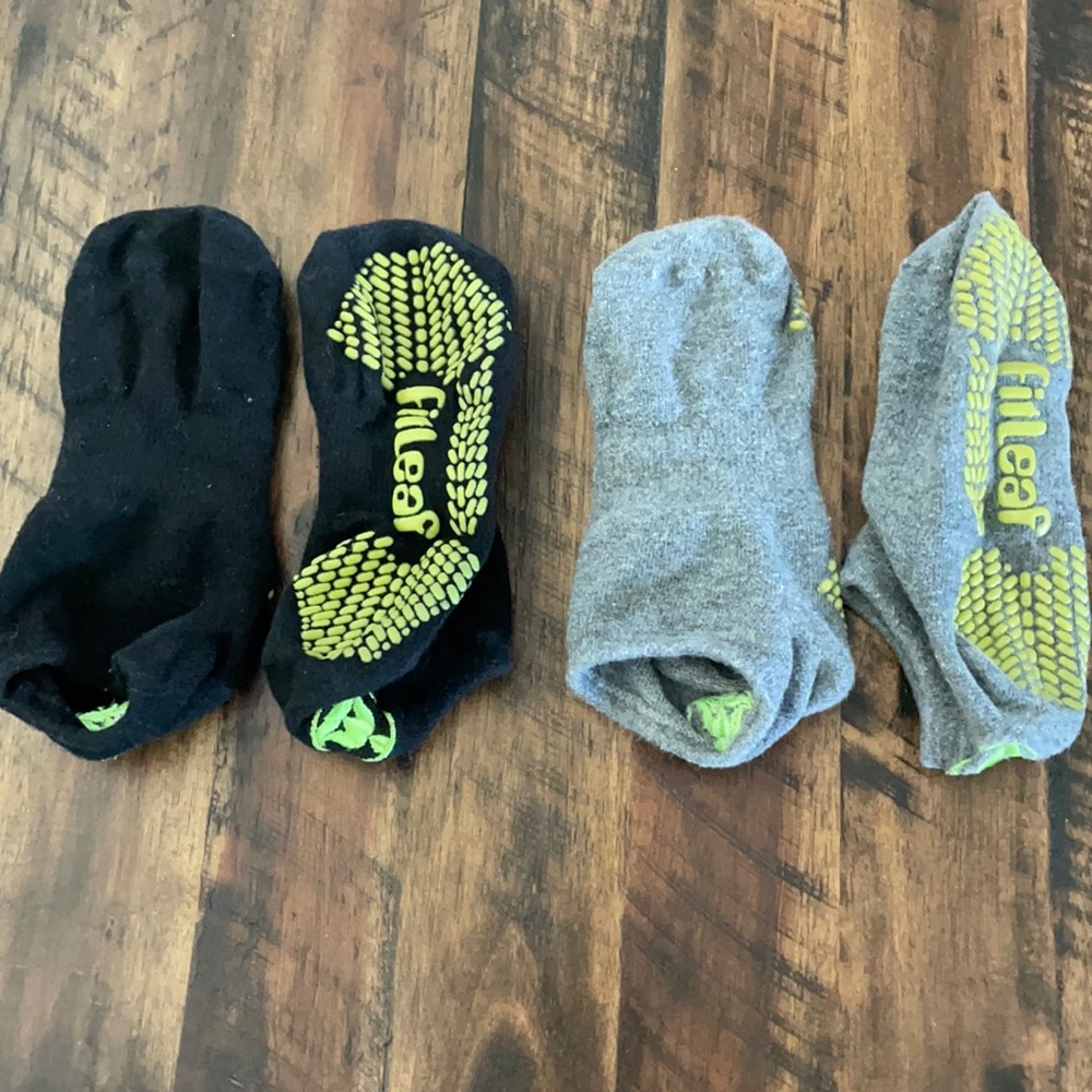 Fitleaf.  Black & gray sticky socks. Like new.
